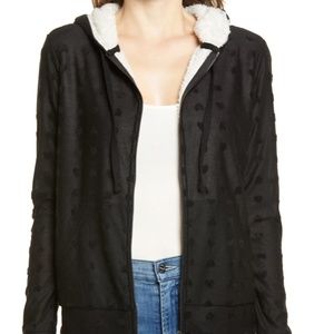 NWT Bobeau Flocked Zip Hoodie in Black